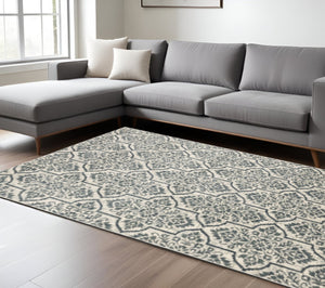 HomeRoots 10' Elegant Floral Area Rug in Ivory, Blue & Sage – Stain Resistant, Soft, Ideal for Busy Homes! 508819