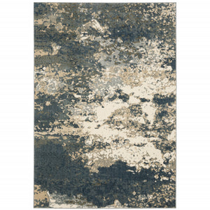 Homeroots 10' X 13' Beige Blue And Sage Abstract Power Loom Stain Resistant Area Rug  Polyester 508826