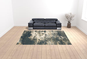 Homeroots 10' X 13' Beige Blue And Sage Abstract Power Loom Stain Resistant Area Rug  Polyester 508826