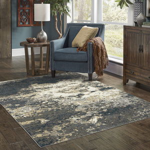 Homeroots 10' X 13' Beige Blue And Sage Abstract Power Loom Stain Resistant Area Rug  Polyester 508826