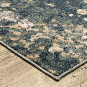 Homeroots 10' X 13' Beige Blue And Sage Abstract Power Loom Stain Resistant Area Rug  Polyester 508826