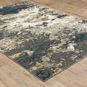 Homeroots 10' X 13' Beige Blue And Sage Abstract Power Loom Stain Resistant Area Rug  Polyester 508826