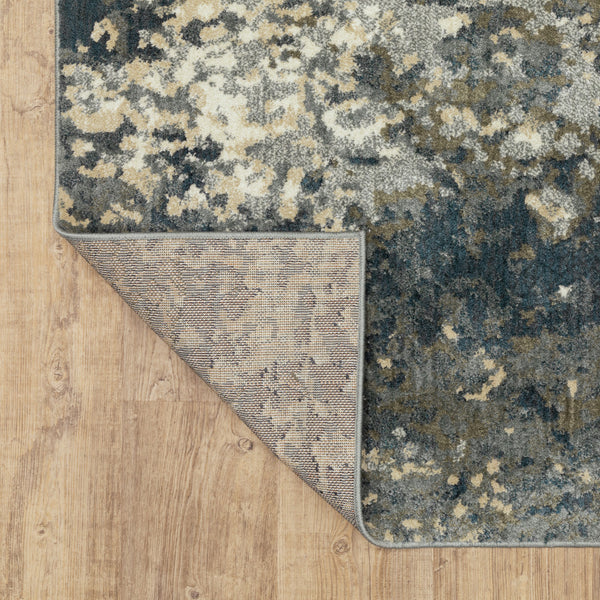 Homeroots 10' X 13' Beige Blue And Sage Abstract Power Loom Stain Resistant Area Rug  Polyester 508826