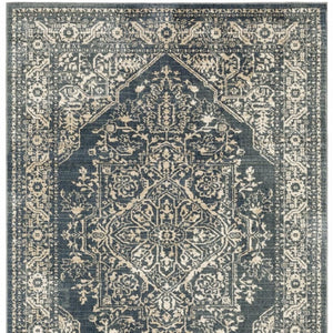HomeRoots 10' X 13' Beige Grey Blue Oriental Area Rug - Stain Resistant, Durable, Vintage Style for Homes 508830