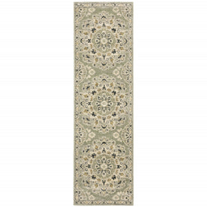 HomeRoots 2' Floral Power Loom Runner Rug - Stain-Resistant, Vintage-Bohemian Design for Stylish Pathways 2'3" x 7'6" 508831