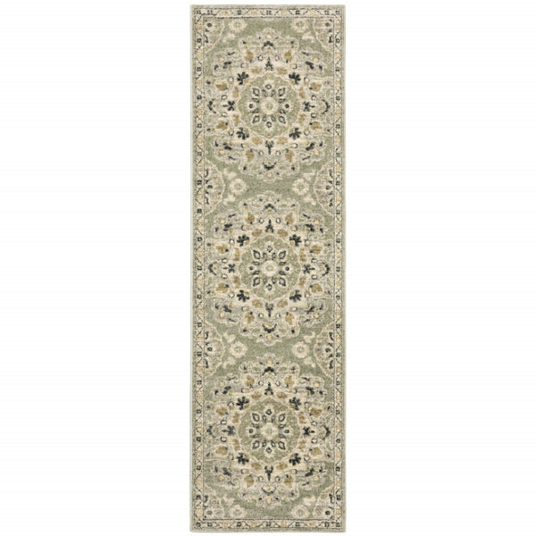 HomeRoots 2' Floral Power Loom Runner Rug - Stain-Resistant, Vintage-Bohemian Design for Stylish Pathways 2'3" x 7'6" 508831