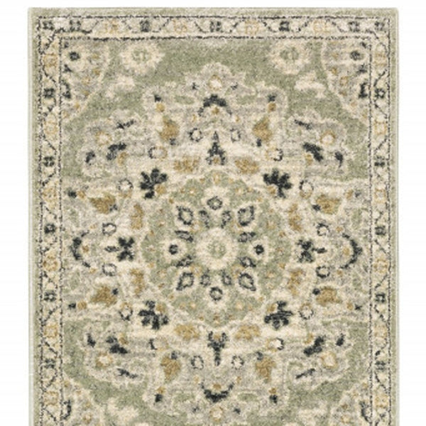 HomeRoots 2' Floral Power Loom Runner Rug - Stain-Resistant, Vintage-Bohemian Design for Stylish Pathways 2'3" x 7'6" 508831