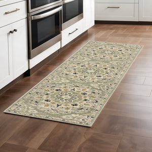 HomeRoots 2' Floral Power Loom Runner Rug - Stain-Resistant, Vintage-Bohemian Design for Stylish Pathways 2'3" x 7'6" 508831