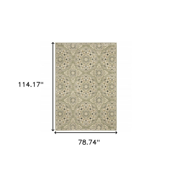 HomeRoots 2' Floral Power Loom Runner Rug - Stain-Resistant, Vintage-Bohemian Design for Stylish Pathways 7' X 10' 508833