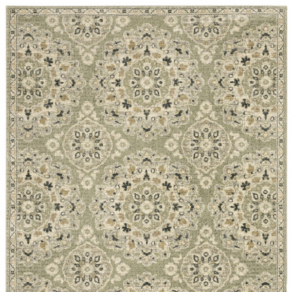 HomeRoots 2' Floral Power Loom Runner Rug - Stain-Resistant, Vintage-Bohemian Design for Stylish Pathways 7' X 10' 508833