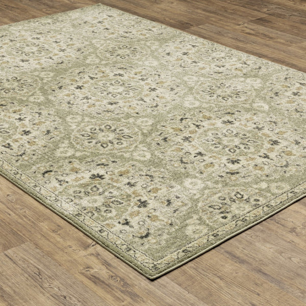 HomeRoots 2' Floral Power Loom Runner Rug - Stain-Resistant, Vintage-Bohemian Design for Stylish Pathways 7' X 10' 508833