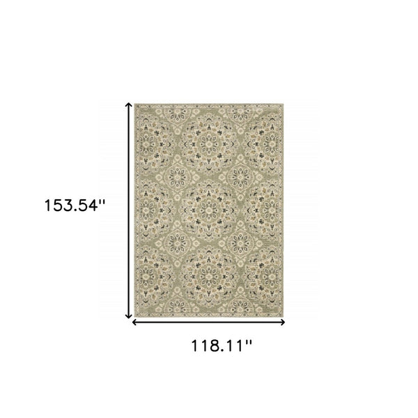 HomeRoots 2' Floral Power Loom Runner Rug - Stain-Resistant, Vintage-Bohemian Design for Stylish Pathways 10' X 13' 508835
