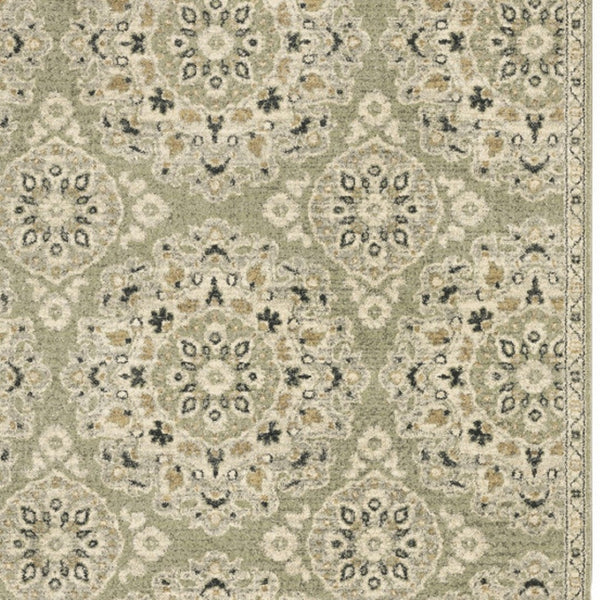 HomeRoots 2' Floral Power Loom Runner Rug - Stain-Resistant, Vintage-Bohemian Design for Stylish Pathways 10' X 13' 508835