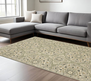 HomeRoots 2' Floral Power Loom Runner Rug - Stain-Resistant, Vintage-Bohemian Design for Stylish Pathways 10' X 13' 508835