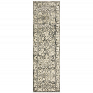 HomeRoots 2' Elegant Grey Beige Tan Brown Oriental Runner Rug - Durable Stain Resistant for High Traffic Areas 2'3" x 7'6" 508836