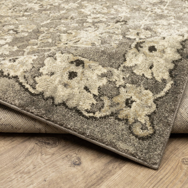 HomeRoots 2' Elegant Grey Beige Tan Brown Oriental Runner Rug - Durable Stain Resistant for High Traffic Areas 2'3" x 7'6" 508836
