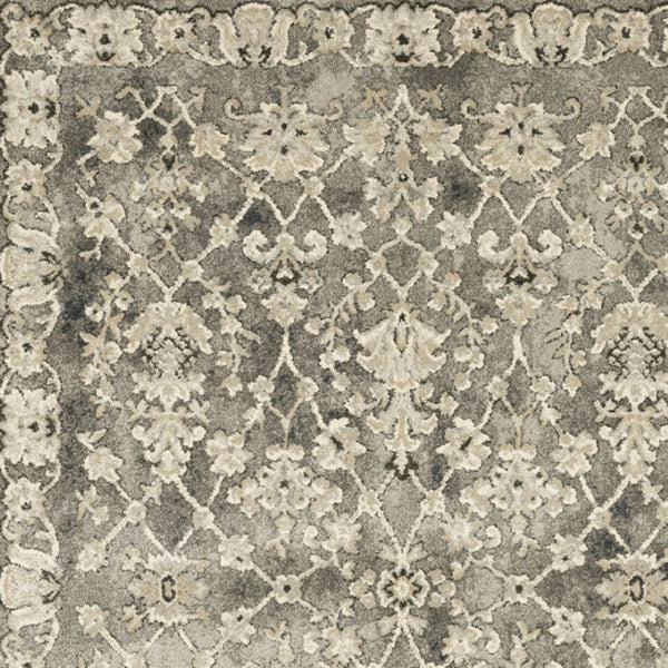 HomeRoots 2' Elegant Grey Beige Tan Brown Oriental Runner Rug - Durable Stain Resistant for High Traffic Areas 5' X 8' 508837