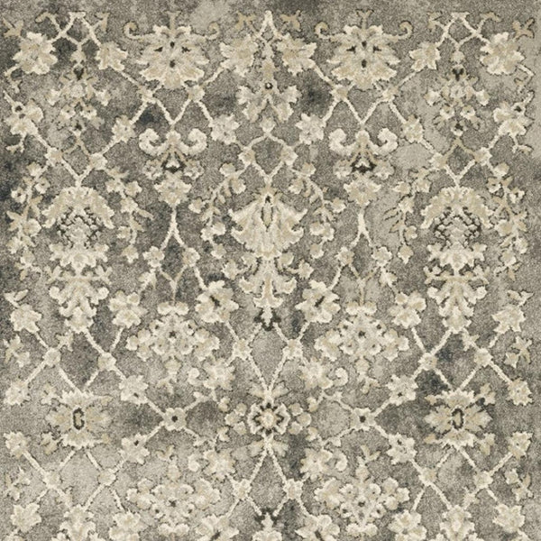 HomeRoots 2' Elegant Grey Beige Tan Brown Oriental Runner Rug - Durable Stain Resistant for High Traffic Areas 7' X 10' 508838