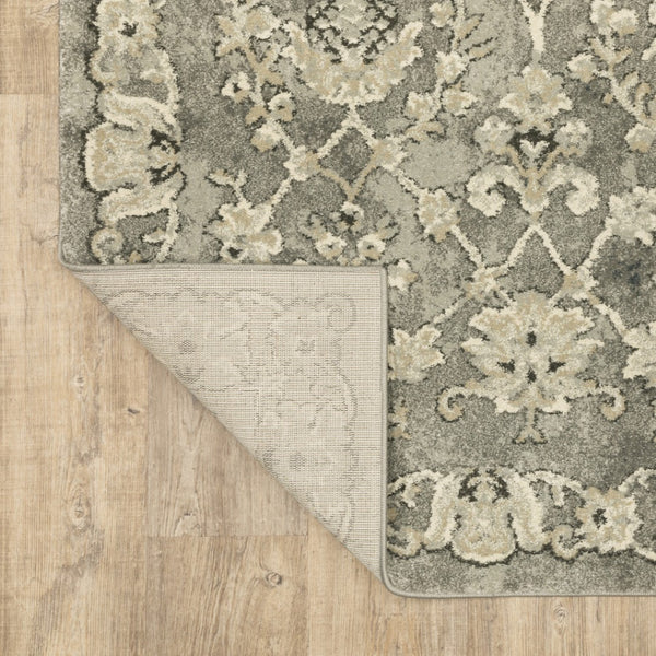 HomeRoots 2' Elegant Grey Beige Tan Brown Oriental Runner Rug - Durable Stain Resistant for High Traffic Areas 7' X 10' 508838