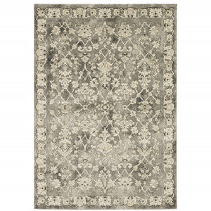 HomeRoots 2' Elegant Grey Beige Tan Brown Oriental Runner Rug - Durable Stain Resistant for High Traffic Areas 8' X 11' 508839