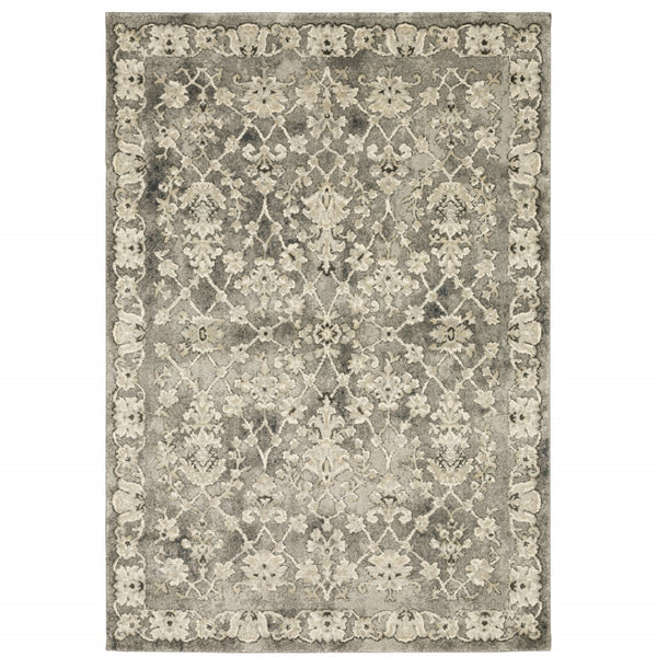 HomeRoots 2' Elegant Grey Beige Tan Brown Oriental Runner Rug - Durable Stain Resistant for High Traffic Areas 8' X 11' 508839