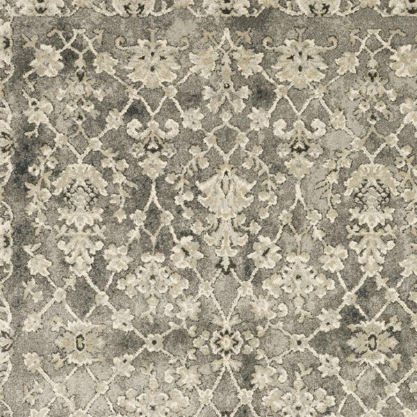 HomeRoots 2' Elegant Grey Beige Tan Brown Oriental Runner Rug - Durable Stain Resistant for High Traffic Areas 8' X 11' 508839