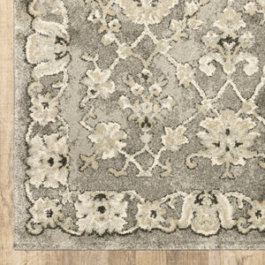 HomeRoots 2' Elegant Grey Beige Tan Brown Oriental Runner Rug - Durable Stain Resistant for High Traffic Areas 8' X 11' 508839