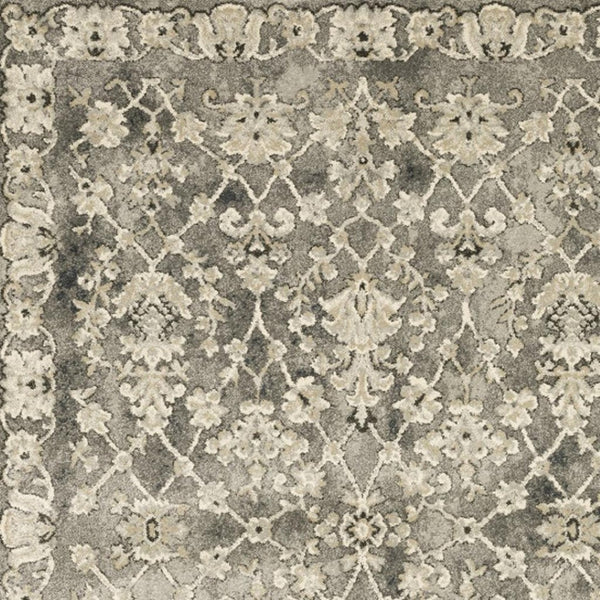 HomeRoots 2' Elegant Grey Beige Tan Brown Oriental Runner Rug - Durable Stain Resistant for High Traffic Areas 10' X 13' 508840