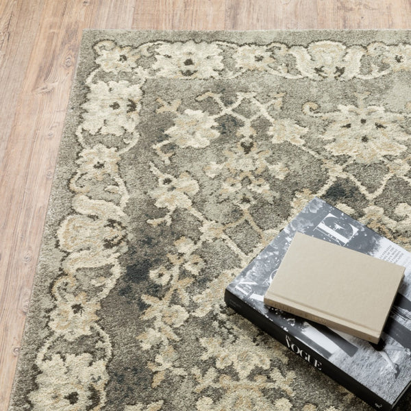 HomeRoots 2' Elegant Grey Beige Tan Brown Oriental Runner Rug - Durable Stain Resistant for High Traffic Areas 10' X 13' 508840