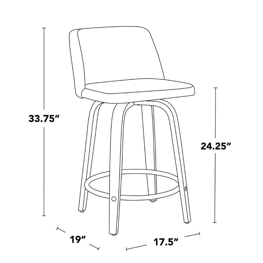 English Elm Fixed-height Swivel Counterstools Natural Wood Grey Faux Leather Chrome Footrest Pair B202S01768