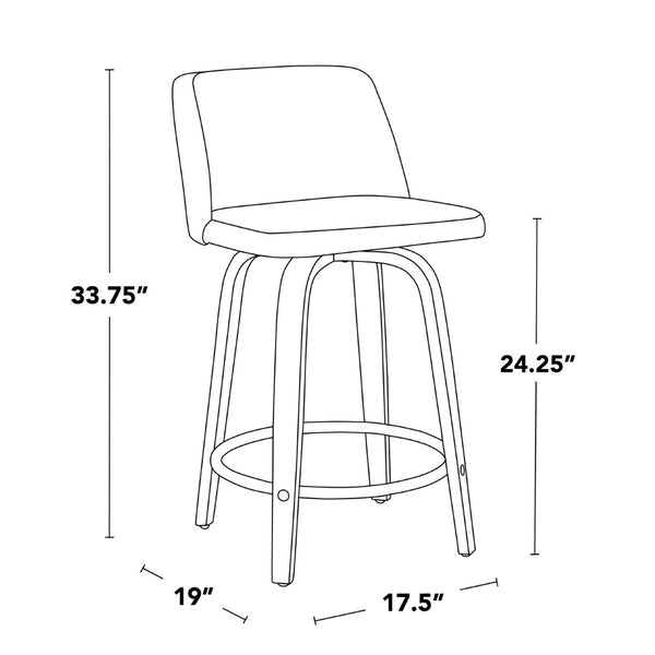 English Elm Fixed-height Swivel Counterstools Natural Wood Grey Faux Leather Chrome Footrest Pair B202S01768