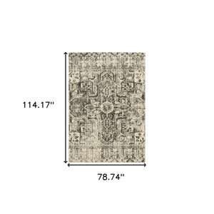Homeroots 6' X 9' Grey Ivory And Brown Oriental Power Loom Stain Resistant Area Rug  Polypropylene 508843
