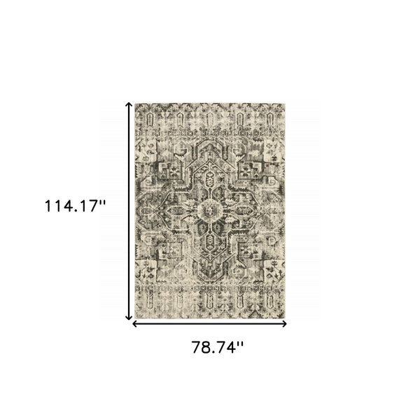 Homeroots 6' X 9' Grey Ivory And Brown Oriental Power Loom Stain Resistant Area Rug  Polypropylene 508843