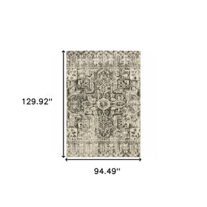 Homeroots 8' X 11' Grey Ivory And Brown Oriental Power Loom Stain Resistant Area Rug  Polypropylene 508844