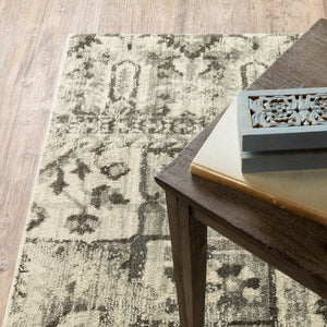 Homeroots 8' X 11' Grey Ivory And Brown Oriental Power Loom Stain Resistant Area Rug  Polypropylene 508844