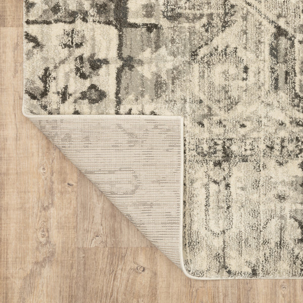 Homeroots 8' X 11' Grey Ivory And Brown Oriental Power Loom Stain Resistant Area Rug  Polypropylene 508844