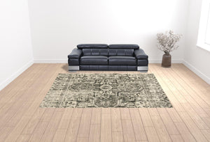 Homeroots 10' X 13' Grey Ivory And Brown Oriental Power Loom Stain Resistant Area Rug  Polypropylene 508845