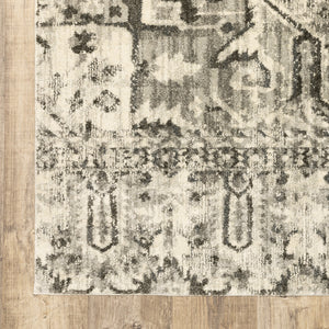 Homeroots 10' X 13' Grey Ivory And Brown Oriental Power Loom Stain Resistant Area Rug  Polypropylene 508845