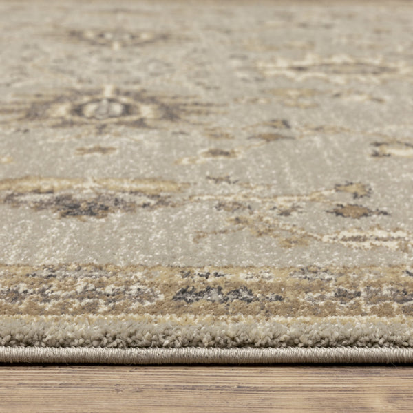 Homeroots 2' X 8' Grey Brown Tan And Beige Oriental Power Loom Stain Resistant Runner Rug  Polypropylene 508846