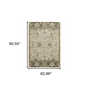 Homeroots 5' X 8' Grey Brown Tan And Beige Oriental Power Loom Stain Resistant Area Rug  Polypropylene 508847