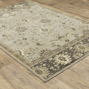 Homeroots 5' X 8' Grey Brown Tan And Beige Oriental Power Loom Stain Resistant Area Rug  Polypropylene 508847