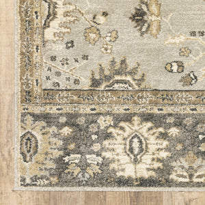 Homeroots 5' X 8' Grey Brown Tan And Beige Oriental Power Loom Stain Resistant Area Rug  Polypropylene 508847