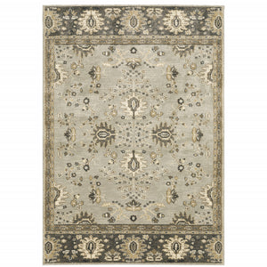 Homeroots 6' X 9' Grey Brown Tan And Beige Oriental Power Loom Stain Resistant Area Rug  Polypropylene 508848