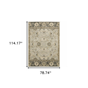 Homeroots 6' X 9' Grey Brown Tan And Beige Oriental Power Loom Stain Resistant Area Rug  Polypropylene 508848