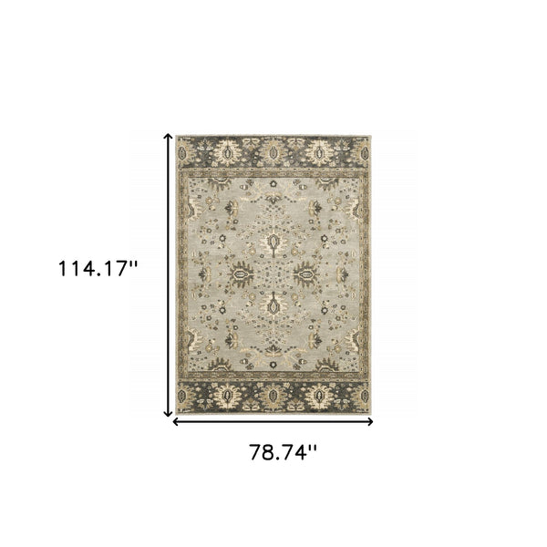Homeroots 6' X 9' Grey Brown Tan And Beige Oriental Power Loom Stain Resistant Area Rug  Polypropylene 508848