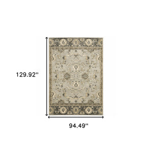 Homeroots 8' X 11' Grey Brown Tan And Beige Oriental Power Loom Stain Resistant Area Rug  Polypropylene 508849