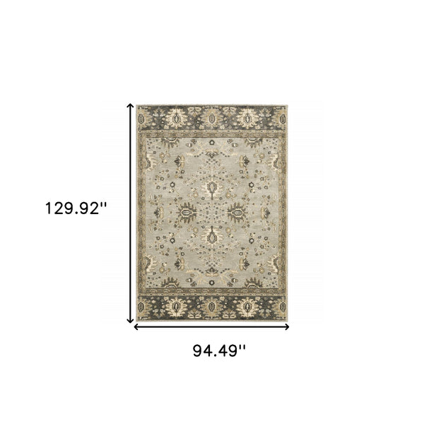 Homeroots 8' X 11' Grey Brown Tan And Beige Oriental Power Loom Stain Resistant Area Rug  Polypropylene 508849