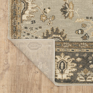 Homeroots 8' X 11' Grey Brown Tan And Beige Oriental Power Loom Stain Resistant Area Rug  Polypropylene 508849