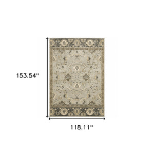 Homeroots 10' X 13' Grey Brown Tan And Beige Oriental Power Loom Stain Resistant Area Rug  Polypropylene 508850