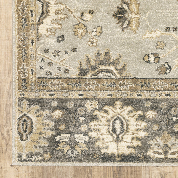 Homeroots 10' X 13' Grey Brown Tan And Beige Oriental Power Loom Stain Resistant Area Rug  Polypropylene 508850